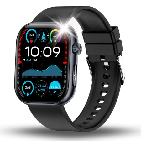 Smartwatch Dla Seniora Angelo AT587 czarny Zegarek Kardiowatch Rozmowy EKG HRV 5 Pasków Menu PL